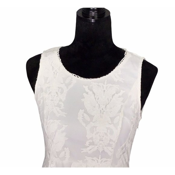 Chelsea & Violet Lined Off White Sleeveless Lace Dress Size M Summer Wedding - Picture 2 of 7